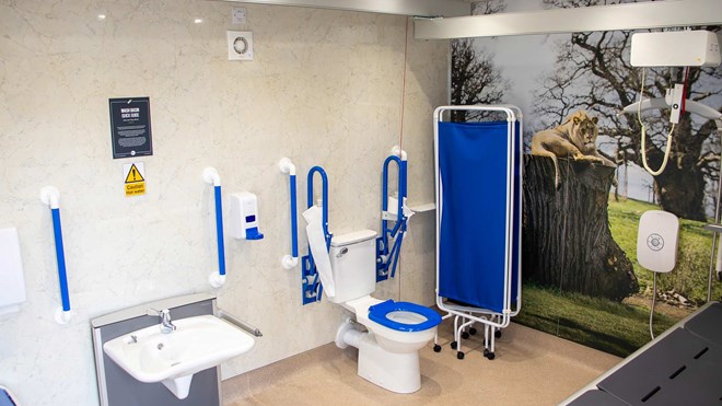 The new Changing Places accessible toilet facility at Woburn Safari Park