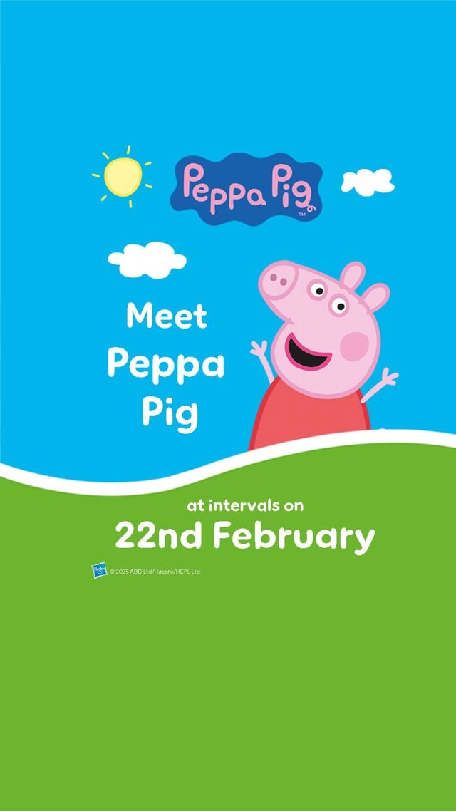 Peppa Pig image with text saying "Meet Peppa Pig on 22nd February at Woburn Safari Park"